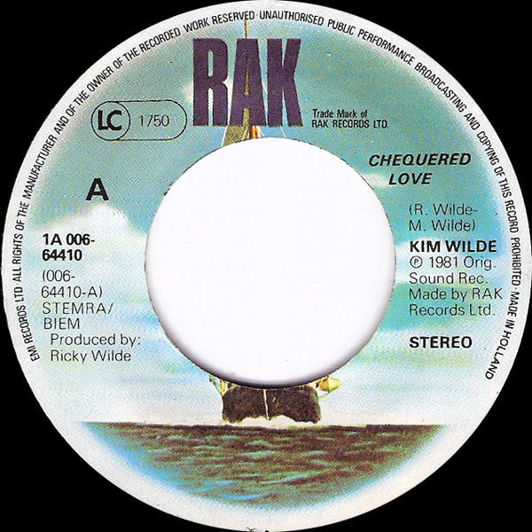 Kim Wilde : Chequered Love (7",45 RPM,Single,Stereo)