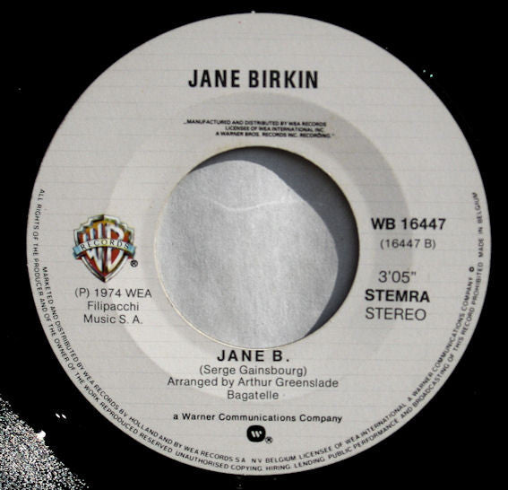 Jane Birkin Avec Serge Gainsbourg : Je T'aime ... Moi Non Plus / Jane B. (7",45 RPM,Single,Reissue)