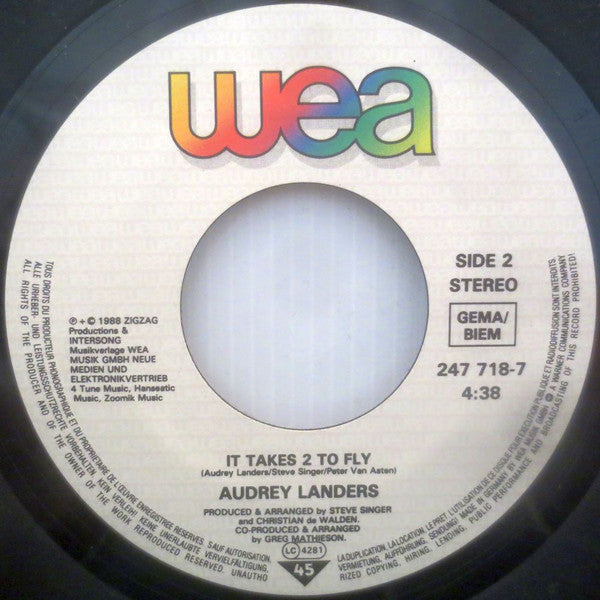 Audrey Landers : Never Wanna Dance (When I'm Blue) (7",45 RPM,Single,Stereo)