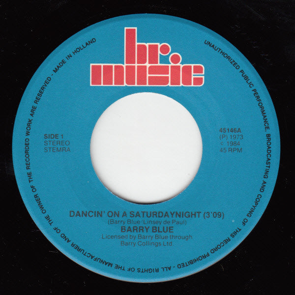 Barry Blue : Dancing On A Saturdaynight / Do You Wanna Dance (7",45 RPM,Single,Stereo)