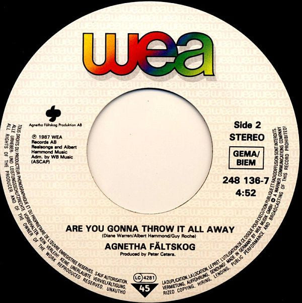 Agnetha Fältskog : The Last Time (7",45 RPM,Single)