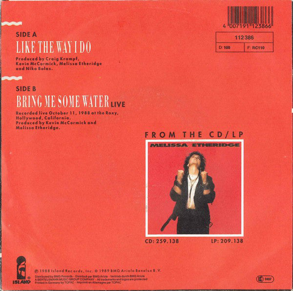 Melissa Etheridge : Like The Way I Do (7",45 RPM,Single,Stereo)