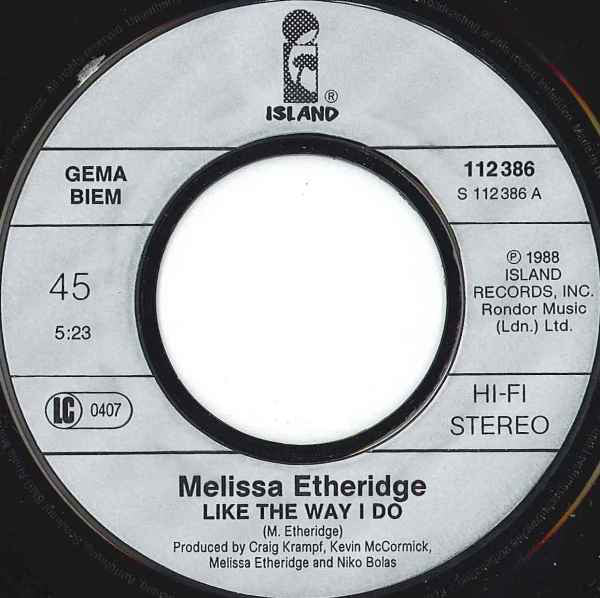 Melissa Etheridge : Like The Way I Do (7",45 RPM,Single,Stereo)