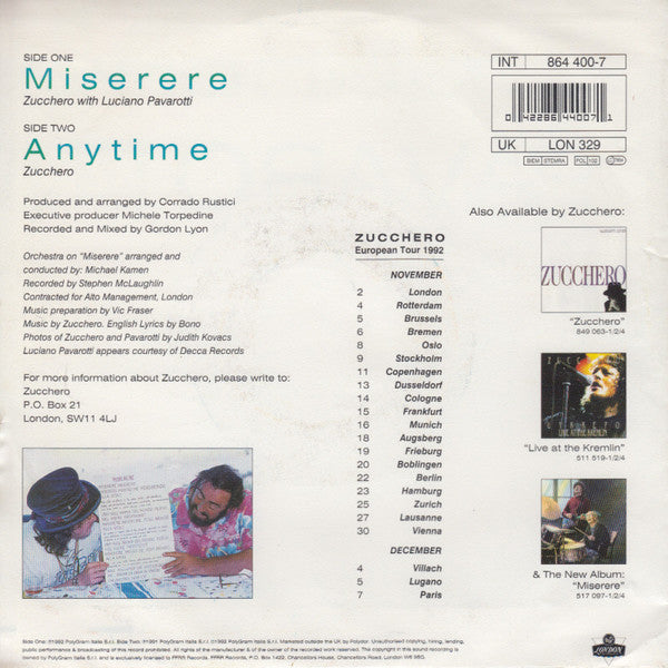 Zucchero And Luciano Pavarotti : Miserere (7",45 RPM,Single)