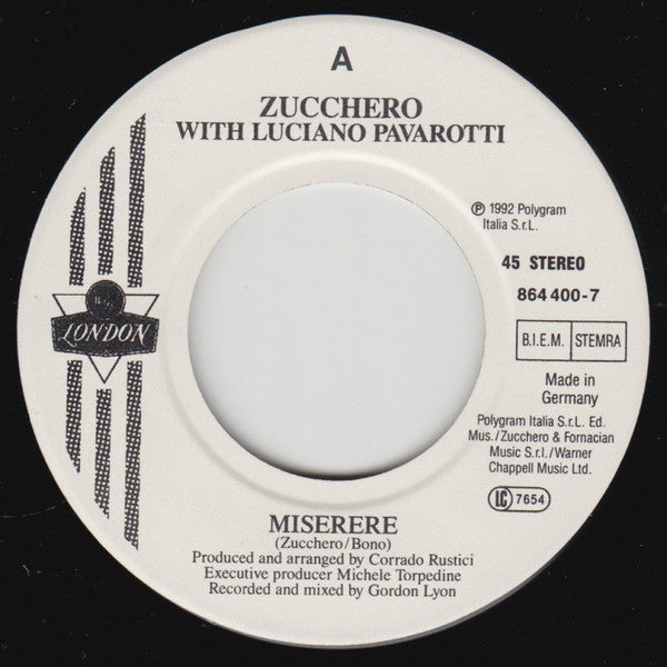 Zucchero And Luciano Pavarotti : Miserere (7",45 RPM,Single)