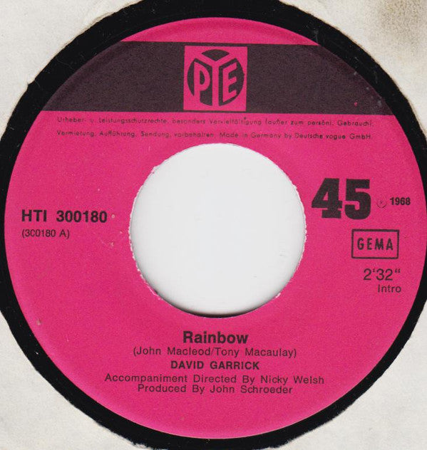 David Garrick : Rainbow (7",Single,45 RPM)