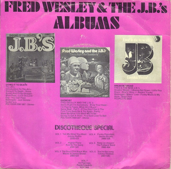 Fred & The New J.B.'s : Breakin' Bread / Funky Music Is My Style (7",45 RPM,Single,Stereo)