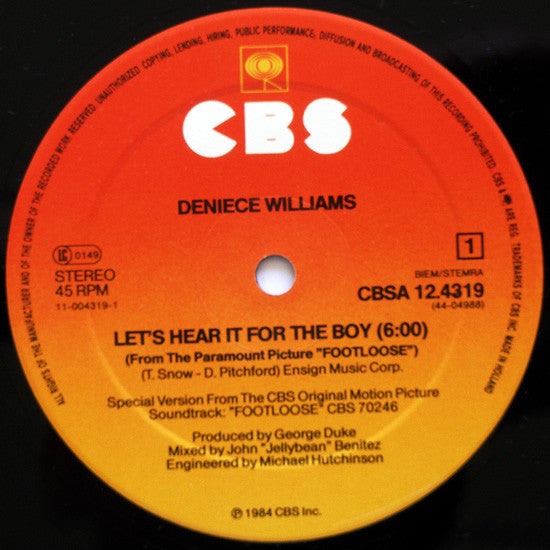Deniece Williams : Let's Hear It For The Boy (12",45 RPM,Maxi-Single,Stereo)