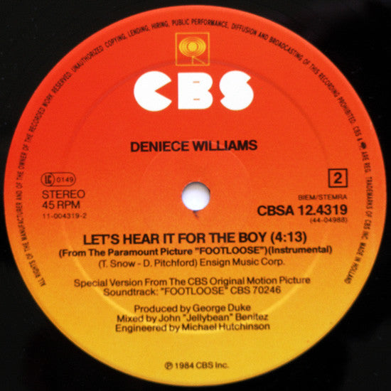 Deniece Williams : Let's Hear It For The Boy (12",45 RPM,Maxi-Single,Stereo)