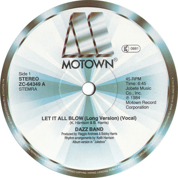 Dazz Band : Let It All Blow (12",45 RPM)