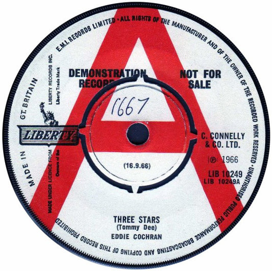 Eddie Cochran : Three Stars (7",45 RPM,Single,Promo)