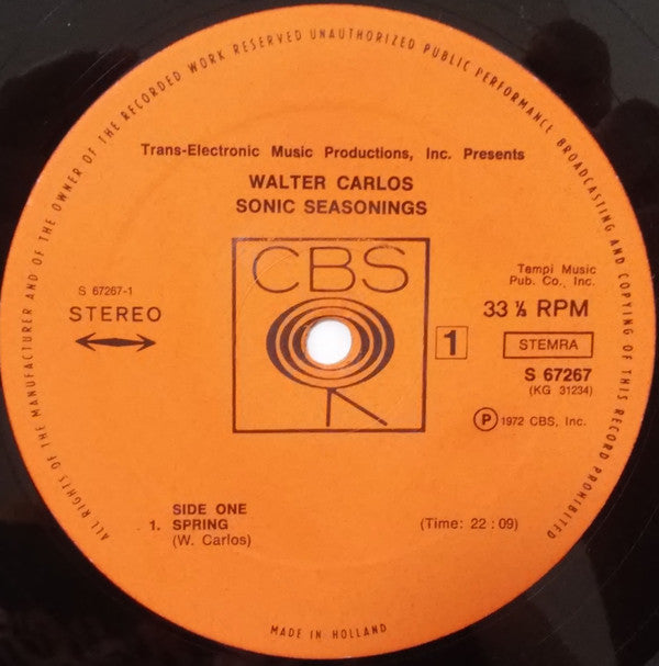Walter Carlos : Sonic Seasonings (LP,Album)