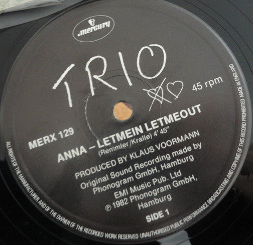 Trio : Anna - Let Me In Let Me Out / Kummer (Live Im Frühjahr 82) (12",Maxi-Single,45 RPM)