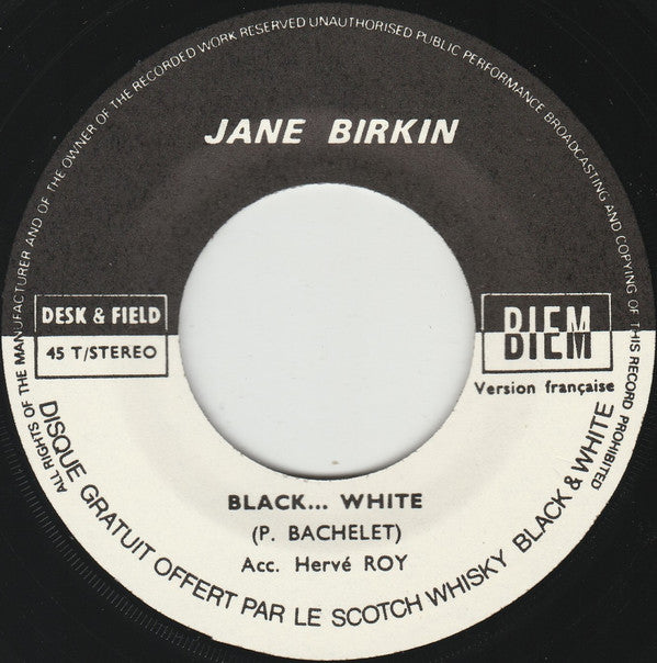 Jane Birkin : Black... White (7",45 RPM,Single,Stereo)