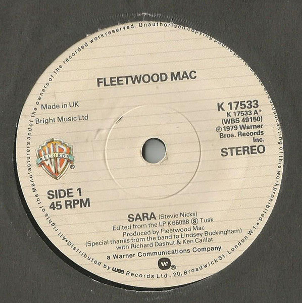 Fleetwood Mac : Sara (7",45 RPM,Single)