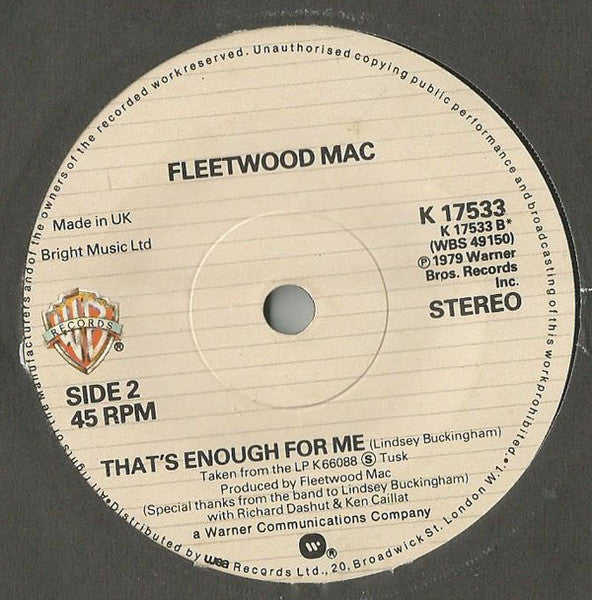 Fleetwood Mac : Sara (7",45 RPM,Single)