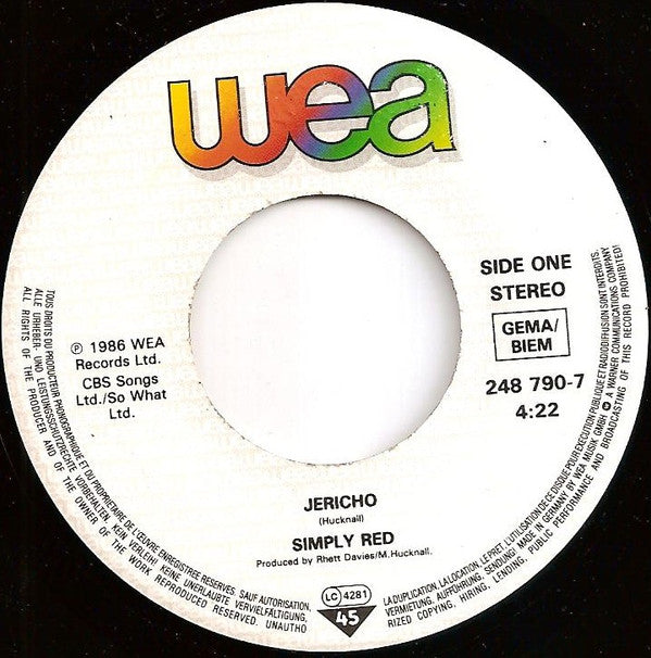 Simply Red : Jericho (7",Single,45 RPM)