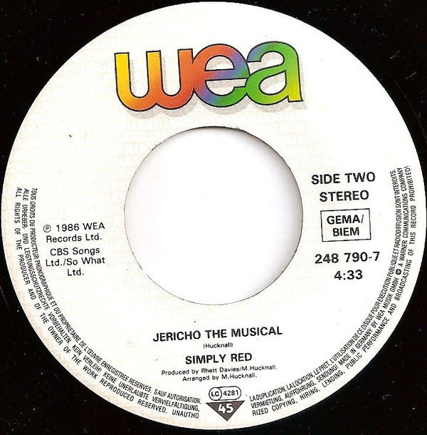 Simply Red : Jericho (7",Single,45 RPM)