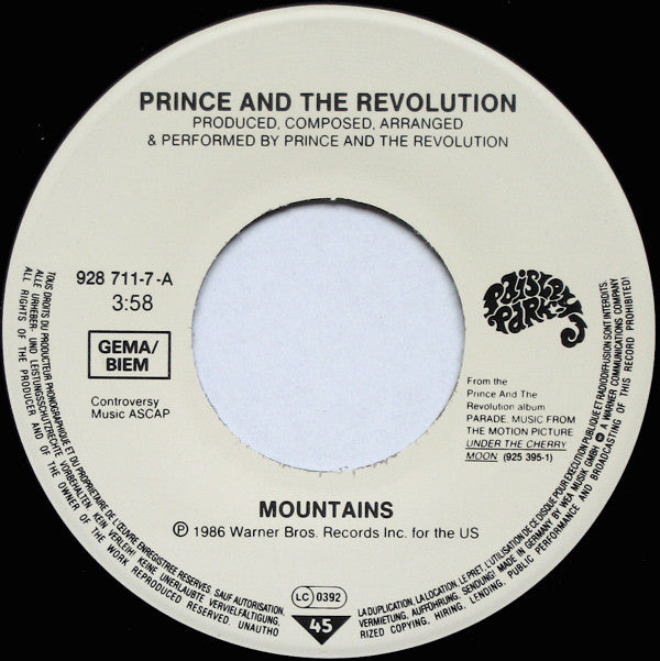 Prince And The Revolution : Mountains (7",Single,45 RPM)