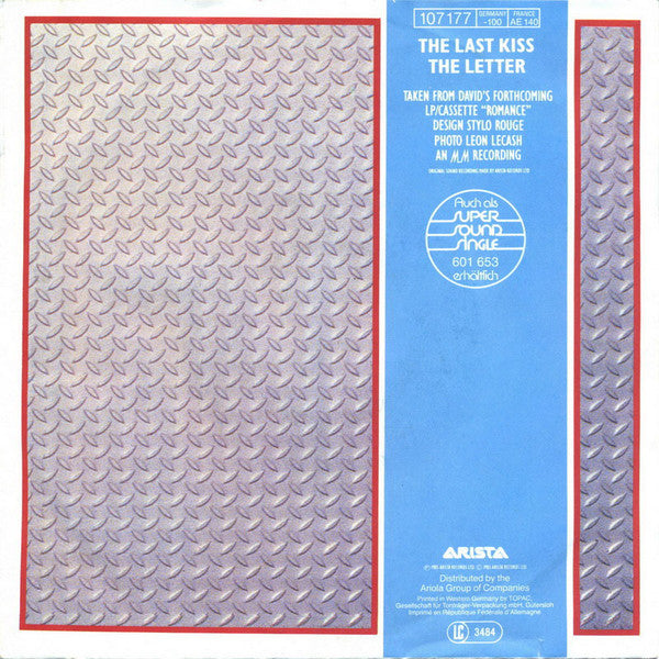 David Cassidy : The Last Kiss (7",Single,45 RPM)