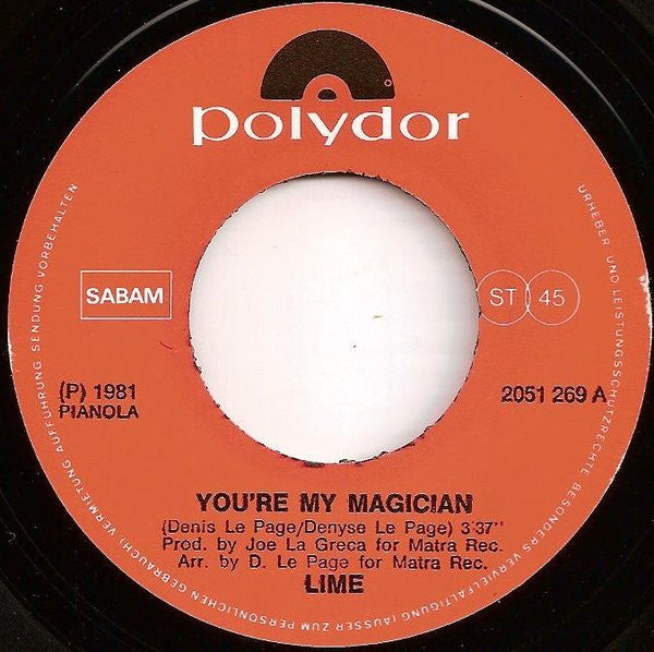 Lime (2) : You're My Magician (7",45 RPM,Single,Stereo)