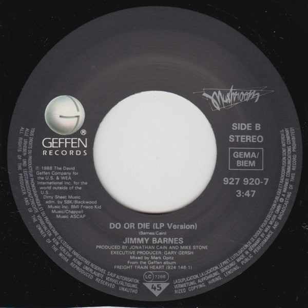 Jimmy Barnes : Too Much Ain't Enough Love (7",45 RPM,Single,Stereo)