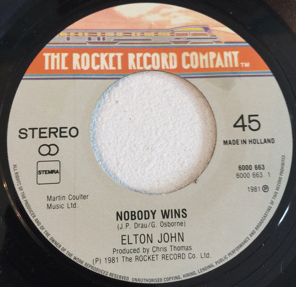 Elton John : Nobody Wins (7",45 RPM)