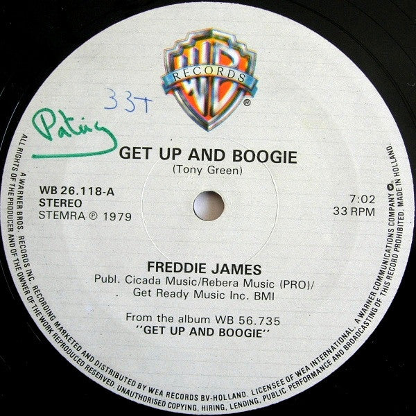 Freddie James : Get Up And Boogie (Long Version) (12",33 ⅓ RPM,Maxi-Single)