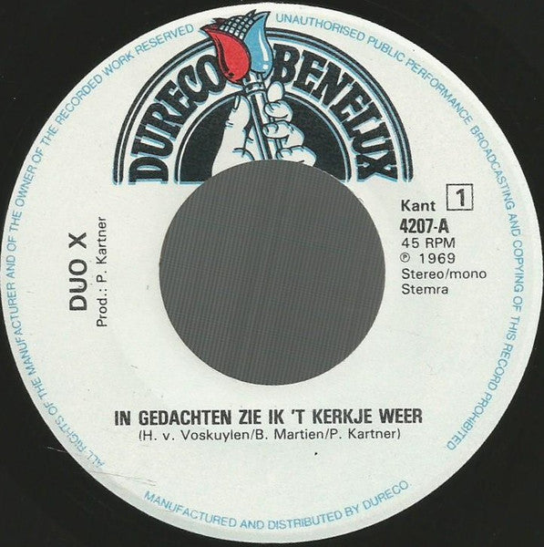 Duo X : In Gedachten Zie Ik 't Kerkje Weer (7",45 RPM,Single,Reissue)