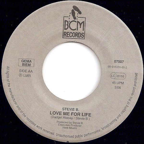 Stevie B : Because I Love You (The Postman Song) / Love Me For Life (7",45 RPM,Single,Stereo)