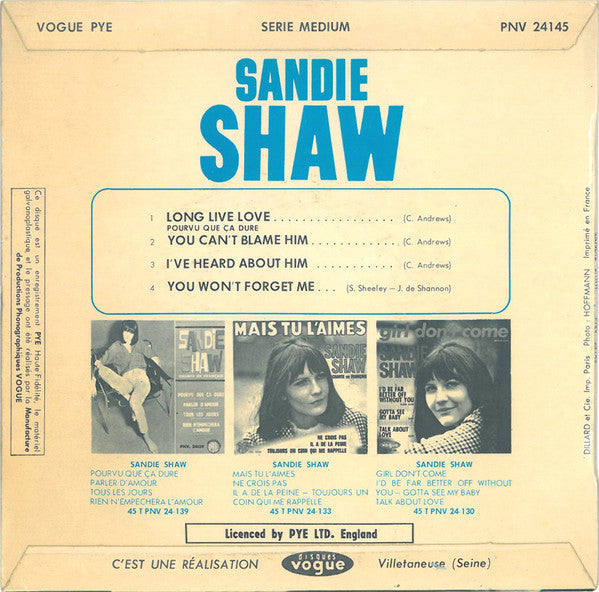 Sandie Shaw : Long Live Love (7",45 RPM,EP)