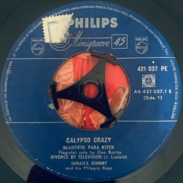 Jamaica Johnny And His Milagro Boys : Calypso Crazy (7",45 RPM,EP)