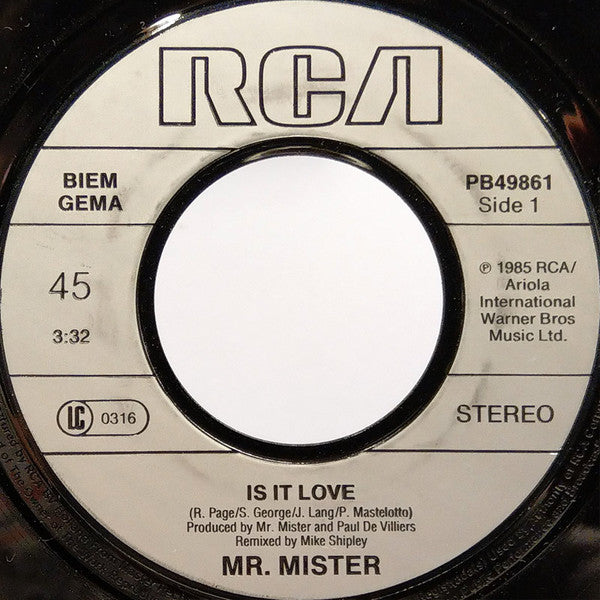 Mr. Mister : Is It Love (7",45 RPM,Single)