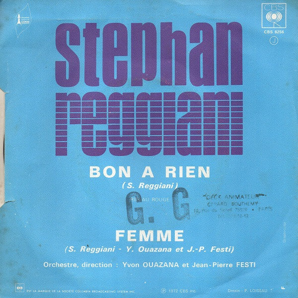 Stephan Reggiani : Bon A Rien / Femme (45 RPM,7",Single)