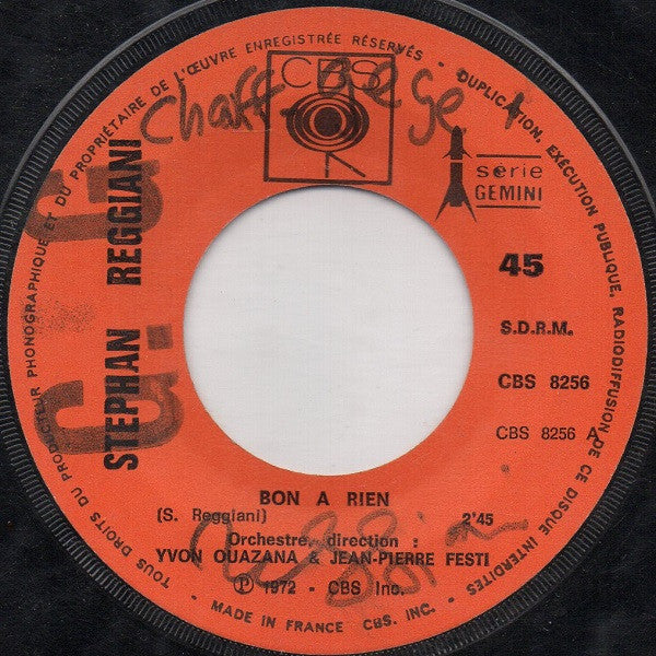 Stephan Reggiani : Bon A Rien / Femme (45 RPM,7",Single)