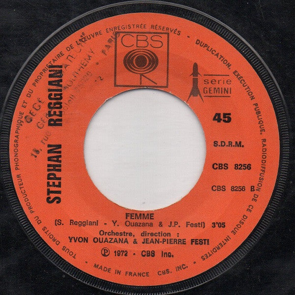 Stephan Reggiani : Bon A Rien / Femme (45 RPM,7",Single)