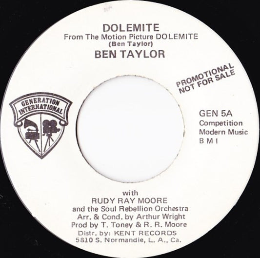 Ben Taylor (3) / Rudy Ray Moore : Dolemite / The Flat Land (7",45 RPM,Promo)