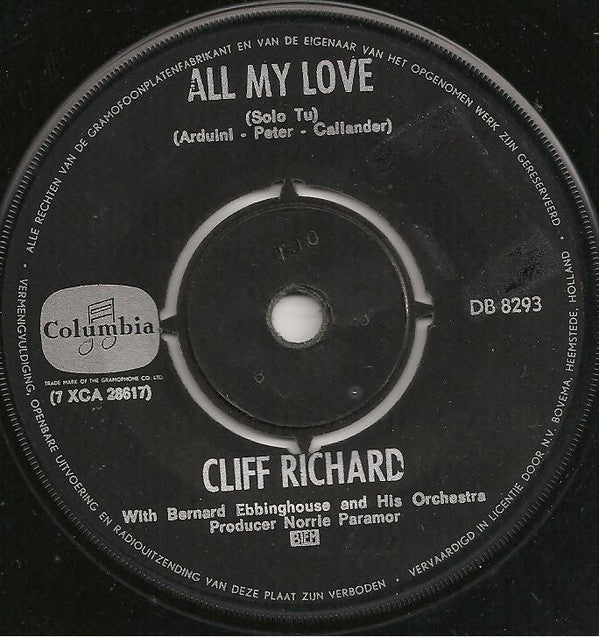 Cliff Richard : All My Love (7",45 RPM,Single)