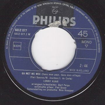 Lenny Kuhr : Ga Met Me Mee / Twee Lange Jaren (7",Mono)