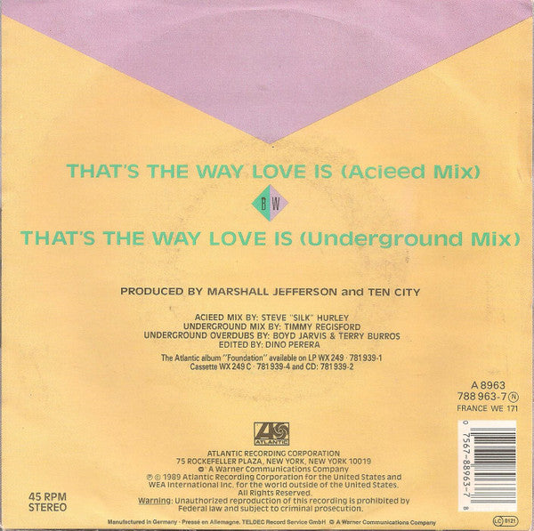 Ten City : That's The Way Love Is (7",45 RPM,Single,Stereo)