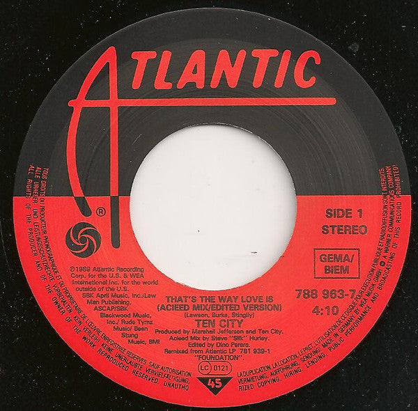 Ten City : That's The Way Love Is (7",45 RPM,Single,Stereo)