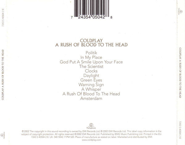 Coldplay : A Rush Of Blood To The Head (Album)