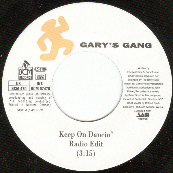 Gary's Gang : Keep On Dancin' 1990 (7",Single)