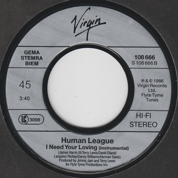 Human League, The : I Need Your Loving (7",Single,45 RPM)