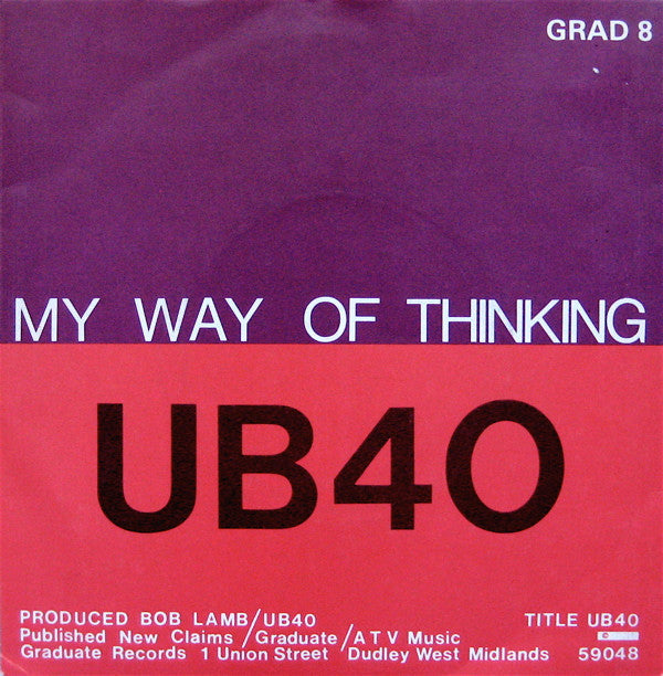 UB40 : I Think Its Going To Rain Today / My Way Of Thinking (7",45 RPM,Single)