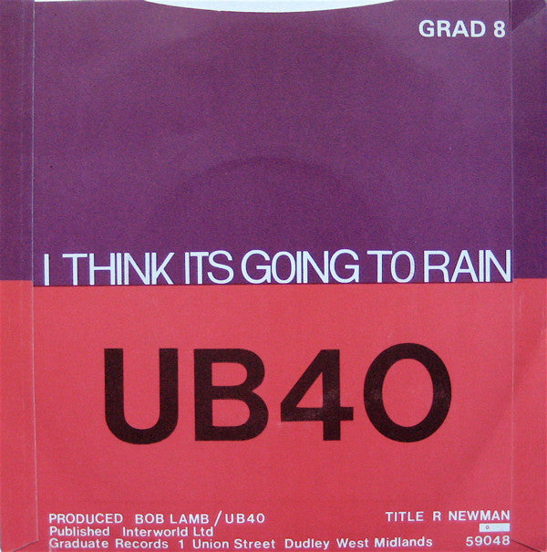 UB40 : I Think Its Going To Rain Today / My Way Of Thinking (7",45 RPM,Single)