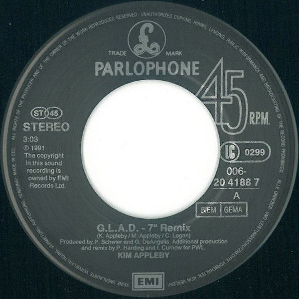 Kim Appleby : G.L.A.D. (7",45 RPM,Single,Stereo)