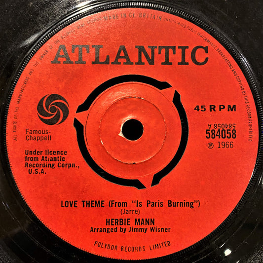 Herbie Mann : Love Theme (From 'Is Paris Burning') (7",45 RPM,Single)