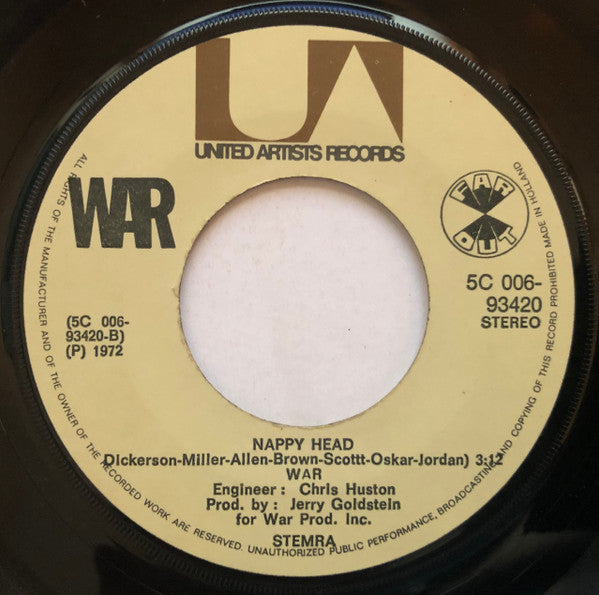 War : Slippin' Into Darkness / Nappy Head (Theme From "Ghetto Man") (7",Single,45 RPM)