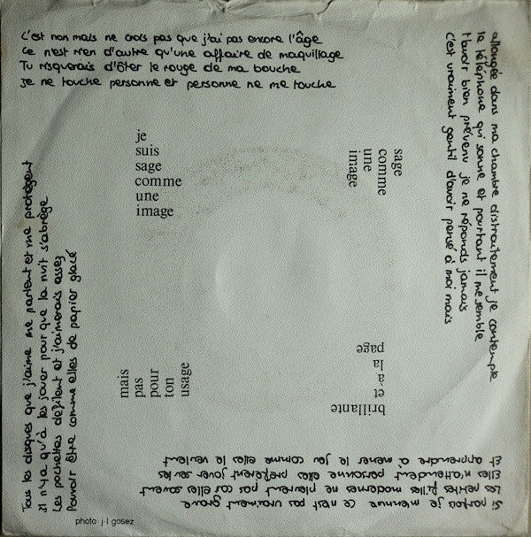 Lio : Sage Comme Une Image (7",45 RPM,Single)